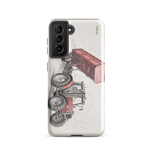 Furrow & Fields Tough case for Samsung® Glossy / Samsung Galaxy S21 Massey Ferguson 6180 Pencil Sketch | Tough case for Samsung® Quality Farmers Merch