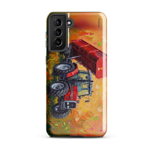 Furrow & Fields Tough case for Samsung® Glossy / Samsung Galaxy S21 Plus Massey Ferguson 6180 Splash Art | Tough case for Samsung® Quality Farmers Merch