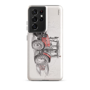 Furrow & Fields Tough case for Samsung® Glossy / Samsung Galaxy S21 Ultra Massey Ferguson 6255 Pencil Sketch | Tough case for Samsung® Quality Farmers Merch