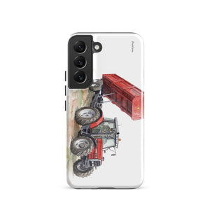 Furrow & Fields Tough case for Samsung® Glossy / Samsung Galaxy S22 Massey Ferguson 6180 Watercolor | Tough case for Samsung® Quality Farmers Merch