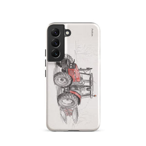Furrow & Fields Tough case for Samsung® Glossy / Samsung Galaxy S22 Massey Ferguson 6255 Pencil Sketch | Tough case for Samsung® Quality Farmers Merch
