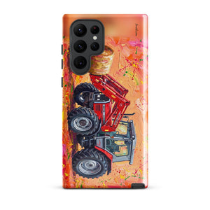 Furrow & Fields Tough case for Samsung® Glossy / Samsung Galaxy S22 Ultra Massey Ferguson 3070 Autotronic Splash Art | Tough case for Samsung® Quality Farmers Merch