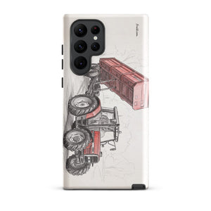 Furrow & Fields Tough case for Samsung® Glossy / Samsung Galaxy S22 Ultra Massey Ferguson 6180 Pencil Sketch | Tough case for Samsung® Quality Farmers Merch