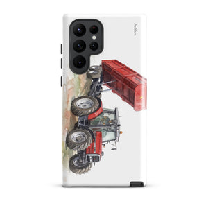 Furrow & Fields Tough case for Samsung® Glossy / Samsung Galaxy S22 Ultra Massey Ferguson 6180 Watercolor | Tough case for Samsung® Quality Farmers Merch