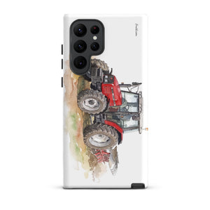 Furrow & Fields Tough case for Samsung® Glossy / Samsung Galaxy S22 Ultra Massey Ferguson 6255 Watercolor | Tough case for Samsung® Quality Farmers Merch