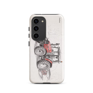 Furrow & Fields Tough case for Samsung® Glossy / Samsung Galaxy S23 Massey Ferguson 6255 Pencil Sketch | Tough case for Samsung® Quality Farmers Merch