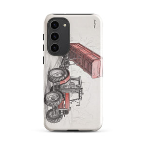 Furrow & Fields Tough case for Samsung® Glossy / Samsung Galaxy S23 Plus Massey Ferguson 6180 Pencil Sketch | Tough case for Samsung® Quality Farmers Merch