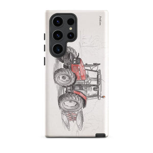 Furrow & Fields Tough case for Samsung® Glossy / Samsung Galaxy S23 Ultra Massey Ferguson 6255 Pencil Sketch | Tough case for Samsung® Quality Farmers Merch