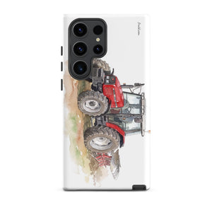 Furrow & Fields Tough case for Samsung® Glossy / Samsung Galaxy S23 Ultra Massey Ferguson 6255 Watercolor | Tough case for Samsung® Quality Farmers Merch