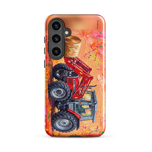Furrow & Fields Tough case for Samsung® Glossy / Samsung Galaxy S24 Plus Massey Ferguson 3070 Autotronic Splash Art | Tough case for Samsung® Quality Farmers Merch