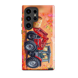 Furrow & Fields Tough case for Samsung® Glossy / Samsung Galaxy S24 Ultra Massey Ferguson 3070 Autotronic Splash Art | Tough case for Samsung® Quality Farmers Merch