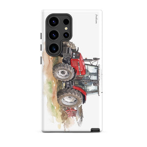 Furrow & Fields Tough case for Samsung® Glossy / Samsung Galaxy S24 Ultra Massey Ferguson 6255 Watercolor | Tough case for Samsung® Quality Farmers Merch