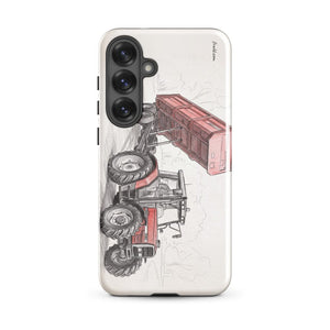 Furrow & Fields Tough case for Samsung® Glossy / Samsung Galaxy S25 Plus Massey Ferguson 6180 Pencil Sketch | Tough case for Samsung® Quality Farmers Merch