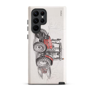 Furrow & Fields Tough case for Samsung® Matte / Samsung Galaxy S22 Ultra Massey Ferguson 6255 Pencil Sketch | Tough case for Samsung® Quality Farmers Merch