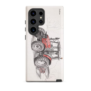 Furrow & Fields Tough case for Samsung® Matte / Samsung Galaxy S24 Ultra Massey Ferguson 6255 Pencil Sketch | Tough case for Samsung® Quality Farmers Merch