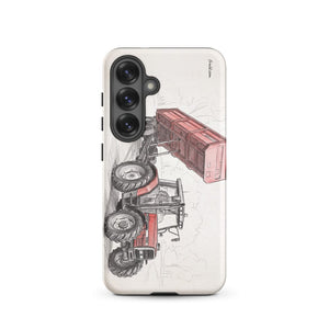 Furrow & Fields Tough case for Samsung® Matte / Samsung Galaxy S25 Massey Ferguson 6180 Pencil Sketch | Tough case for Samsung® Quality Farmers Merch