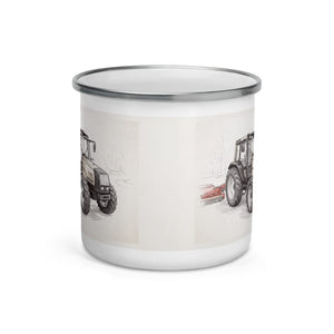 Furrow & Fields Valtra 6750 Pencil Sketch | Enamel Mug Quality Farmers Merch