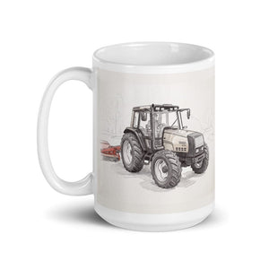 Furrow & Fields Valtra 6750 Pencil Sketch | White Glossy Mug Quality Farmers Merch