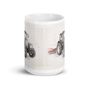 Furrow & Fields Valtra 6750 Pencil Sketch | White Glossy Mug Quality Farmers Merch