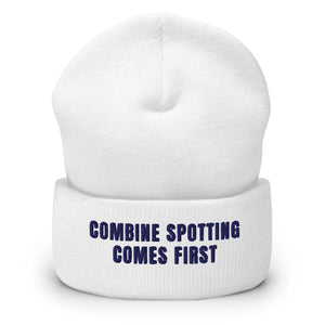 Furrow & Fields White Combine Spotting Comes First | Cuffed Beanie Quality Farmers Merch