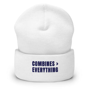 Furrow & Fields White Combines > Everything | Cuffed Beanie Quality Farmers Merch