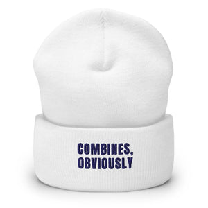 Furrow & Fields White Combines, Obviously | Cuffed Beanie Quality Farmers Merch