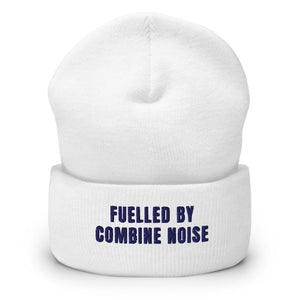 Furrow & Fields White Fuelled by Combine Noise | Cuffed Beanie Quality Farmers Merch