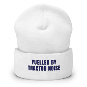 Furrow & Fields White Fuelled by Tractor Noise | Cuffed Beanie Quality Farmers Merch