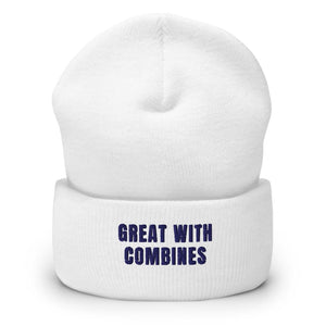Furrow & Fields White Great with Combines | Cuffed Beanie Quality Farmers Merch