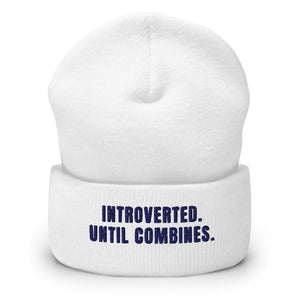 Furrow & Fields White Introverted. Until Combines. | Cuffed Beanie Quality Farmers Merch