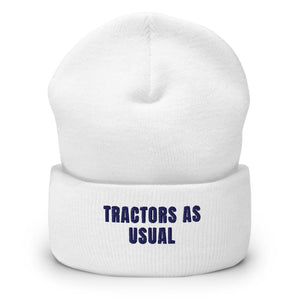 Furrow & Fields White Tractors as Usual | Cuffed Beanie Quality Farmers Merch