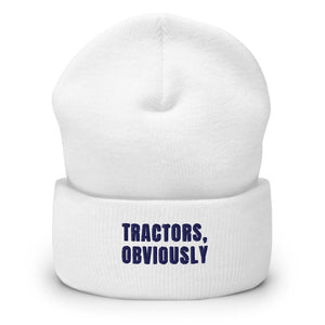 Furrow & Fields White Tractors, Obviously | Cuffed Beanie Quality Farmers Merch