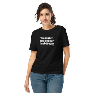 Furrow & Fields Women's T-shirt Black / S Tea Maker, Gate Opener, Lamb Feeder | Women's Premium T-shirt Quality Farmers Merch