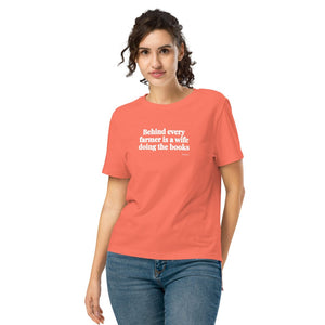 Furrow & Fields Women's T-shirt Fiesta / S Behind Every Farmer Is a Wife Doing the Books | Women's Premium T-shirt Quality Farmers Merch