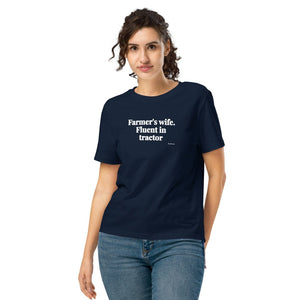 Furrow & Fields Women's T-shirt French Navy / S Farmer’s Wife: Fluent in Tractor | Women's Premium T-shirt Quality Farmers Merch