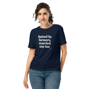 Furrow & Fields Women's T-shirt French Navy / S Raised by Farmers, Married One Too | Women's Premium T-shirt Quality Farmers Merch