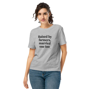 Furrow & Fields Women's T-shirt Heather Grey / S Raised by Farmers, Married One Too | Women's Premium T-shirt Quality Farmers Merch