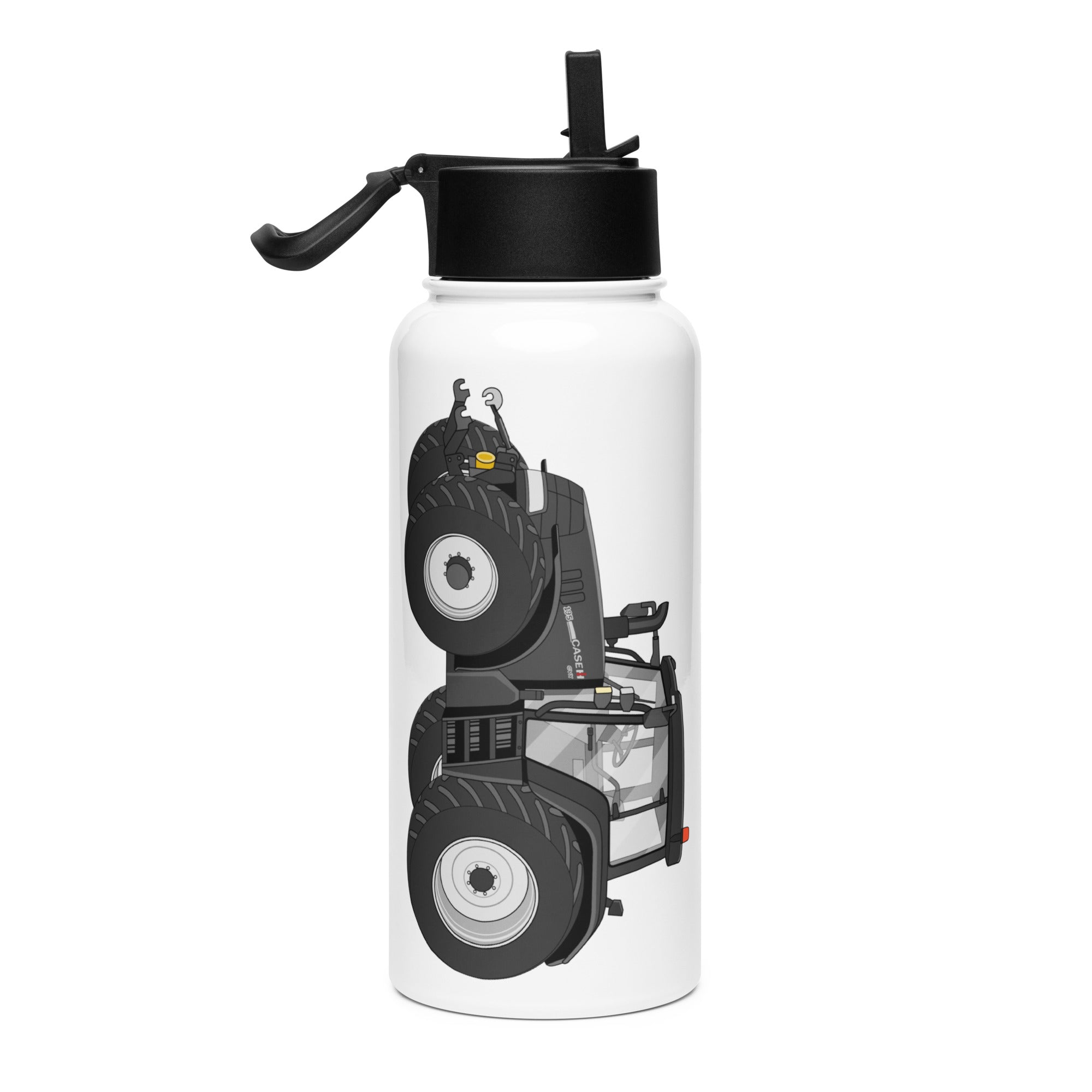IH Case IH 195 CVX Black | Stainless steel water bottle with a straw lid Quality Farmers Merch