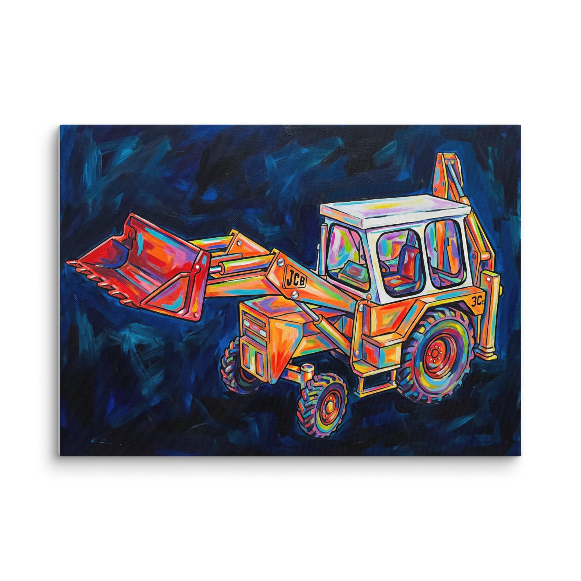 JCB 20″×28″ JCB 3C II | Splash Art Canvas Quality Farmers Merch