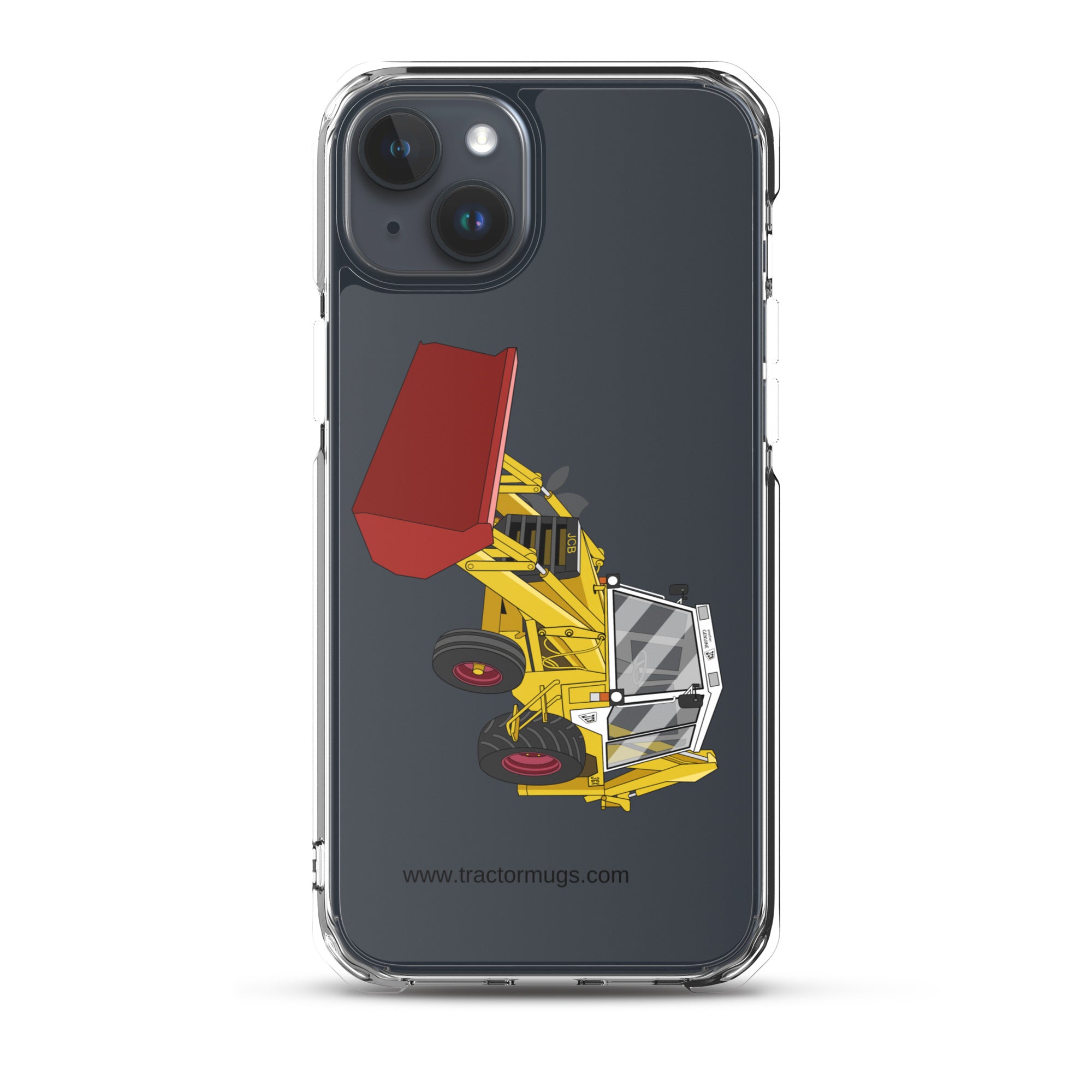 JCB Clear Case for iPhone® iPhone 15 Plus JCB 3CX White Cabin 2WD | Clear Case for iPhone® Quality Farmers Merch