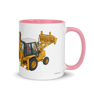 JCB Mug with Color Inside Pink JCB 3cx Turbo | Mug with Color Inside (1990) Quality Farmers Merch