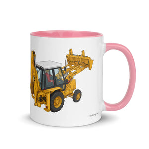 JCB Mug with Color Inside Pink JCB 3cx Turbo | Mug with Color Inside (1990) Quality Farmers Merch