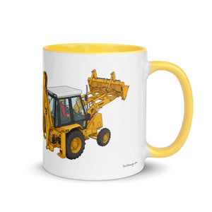 JCB Mug with Color Inside Yellow JCB 3cx Turbo | Mug with Color Inside (1990) Quality Farmers Merch