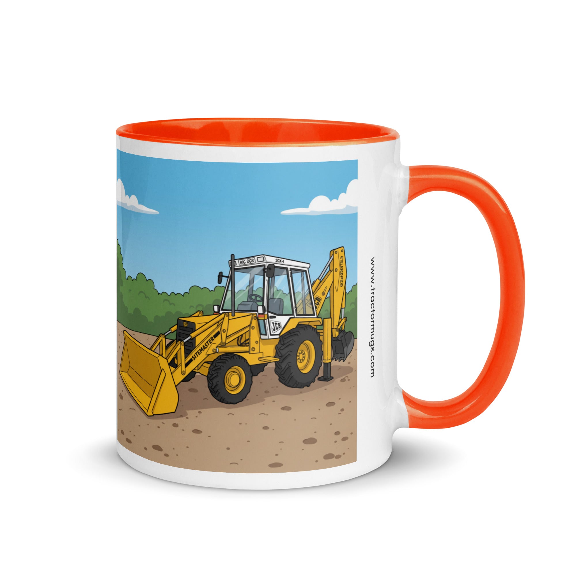 JCB Orange JCB 80's White Cab Man | Mug with Color Inside Quality Farmers Merch