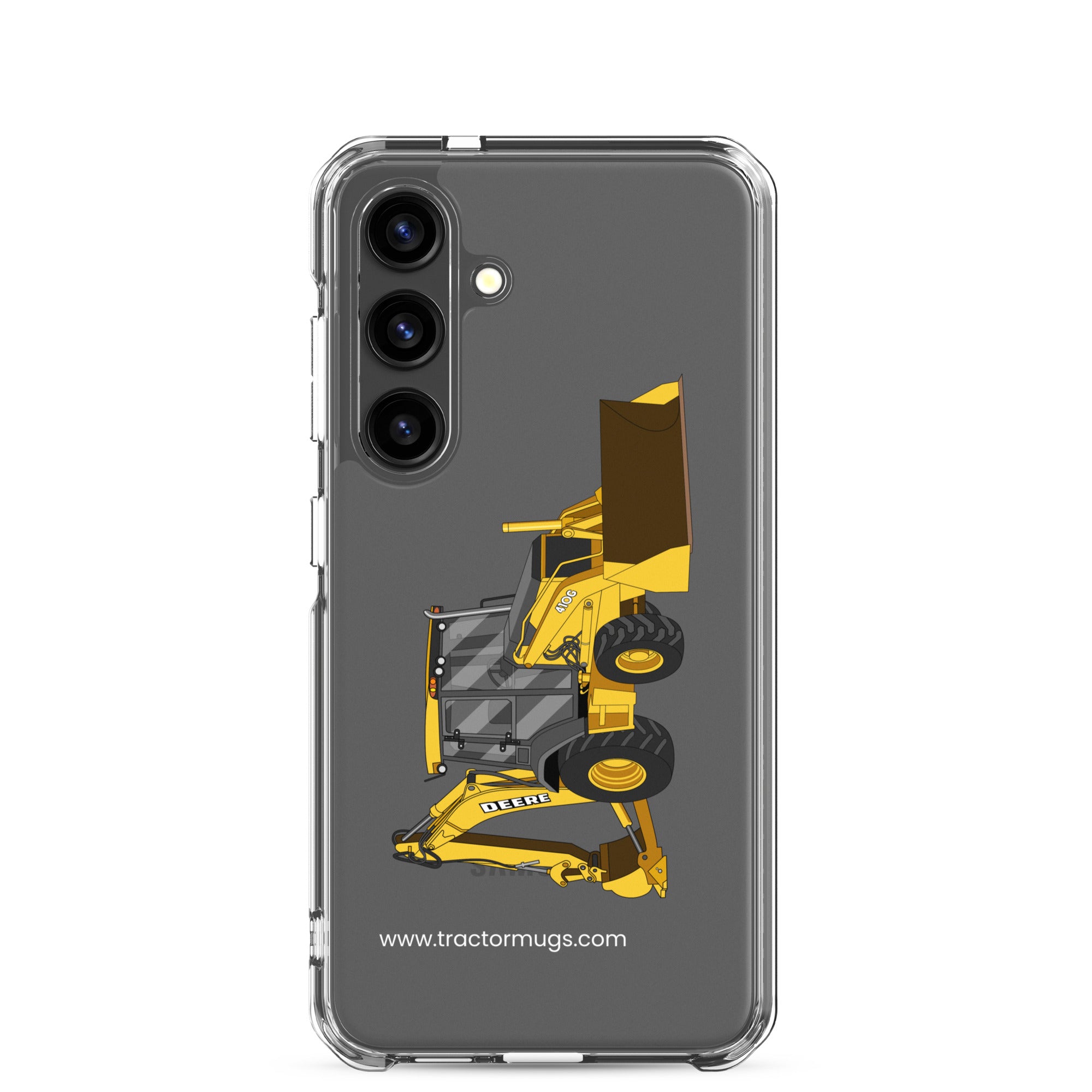 John Deere Clear Case for Samsung® Samsung Galaxy S24 John Deere 410G Backhoe | Clear Case for Samsung® Quality Farmers Merch