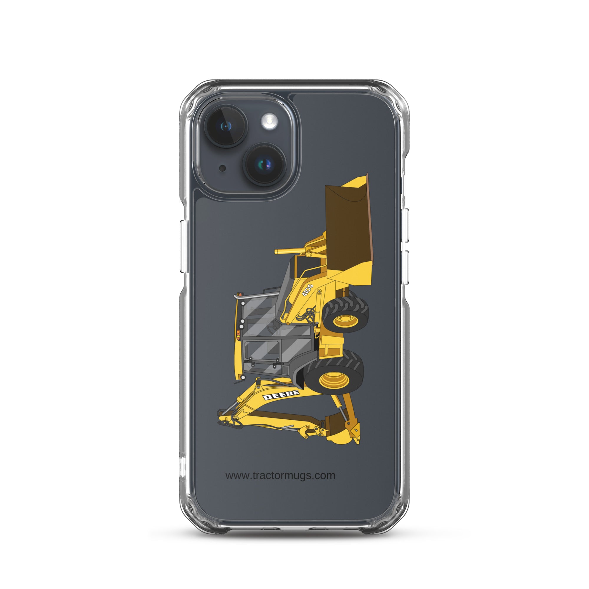 John Deere iPhone 15 John Deere 410G Backhoe | Clear Case for iPhone® Quality Farmers Merch