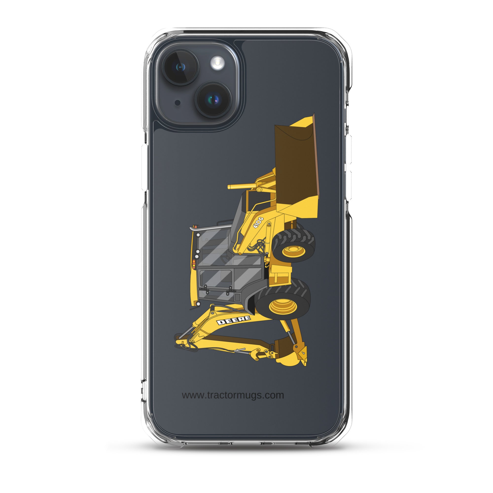 John Deere iPhone 15 Plus John Deere 410G Backhoe | Clear Case for iPhone® Quality Farmers Merch
