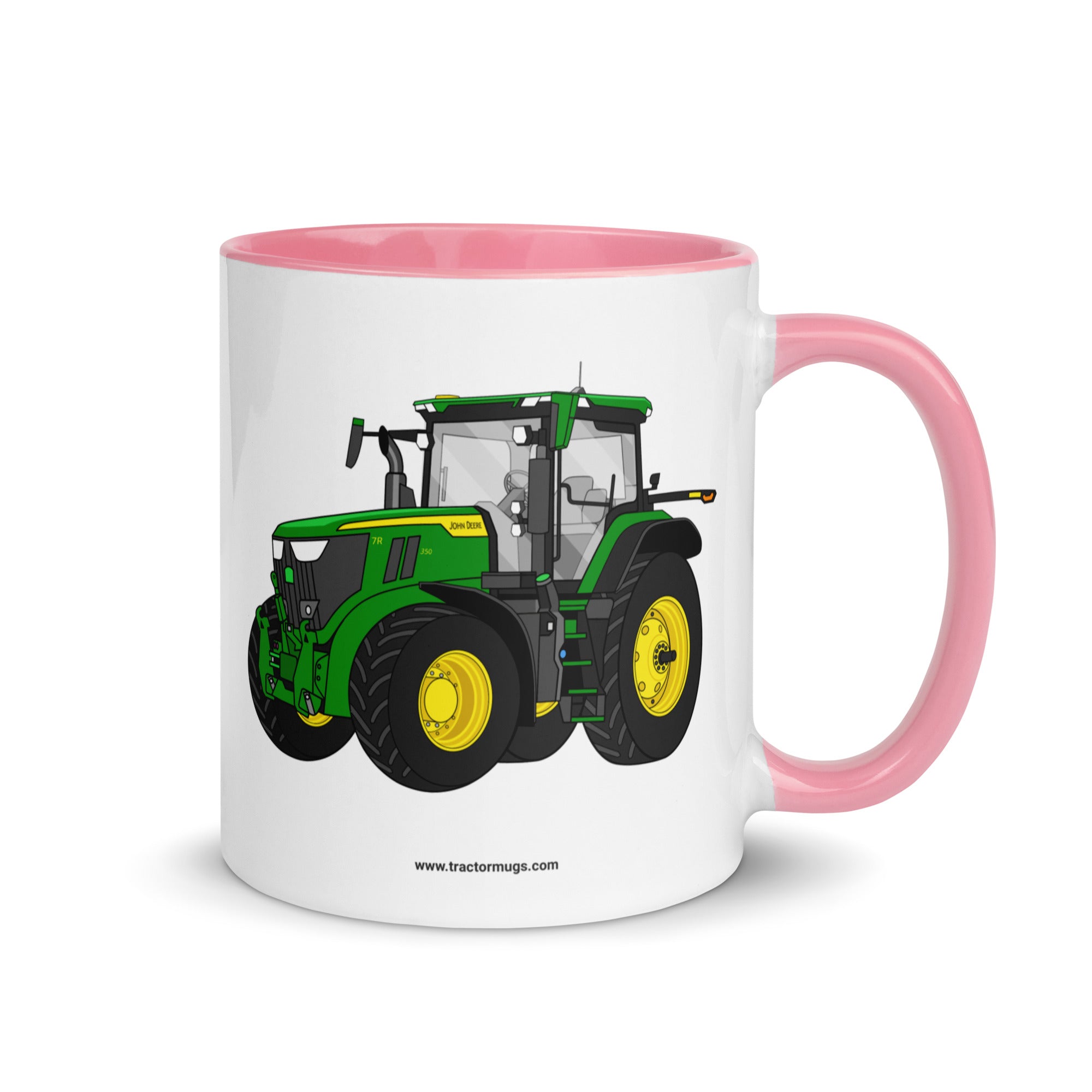 John Deere Pink / 11 oz John Deere 7R 350 Auto Power | Mug with Color Inside Quality Farmers Merch