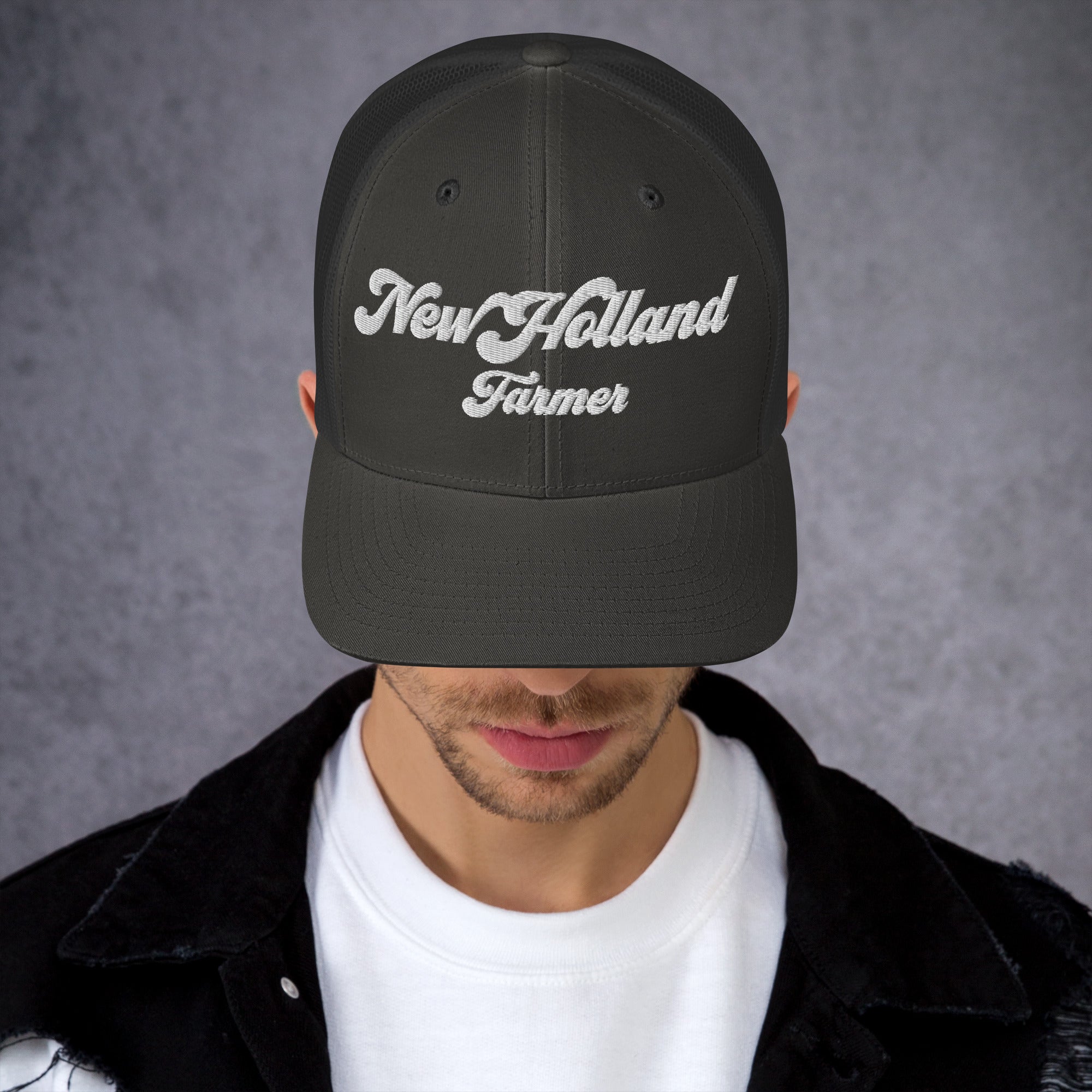 New Holland Charcoal New Holland Retro | 70's Trucker Cap Quality Farmers Merch