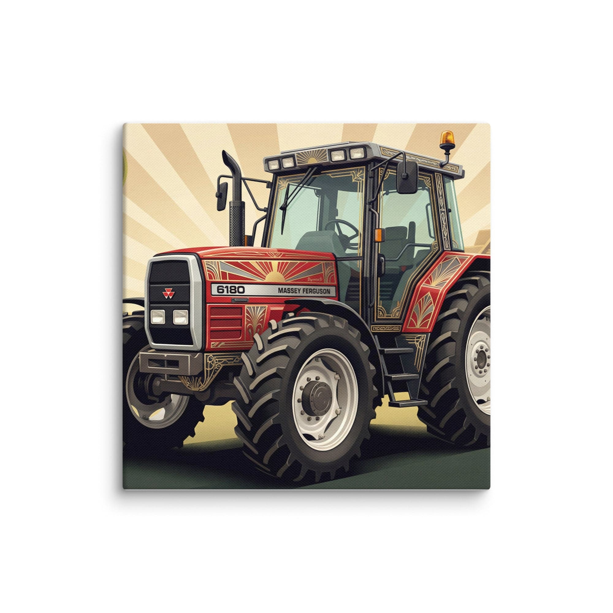 The Tractor Mugs Store 10″×10″ Massey Ferguson 6180 | Art Deco Canvas Quality Farmers Merch
